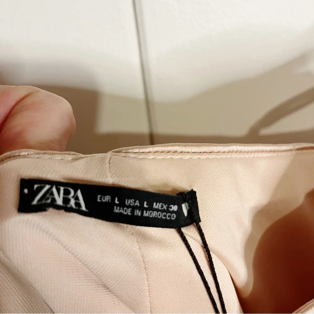 Zara Champagne Satin Effect Bustier Bodysuit. Size Large. NWT. - Picture 3 of 9
